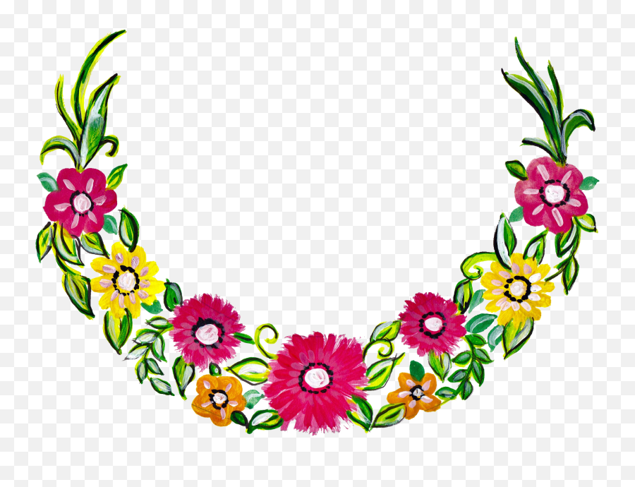4 Flower Wreath Painting Png Transparent Onlygfxcom - Png Flower Wreath Png,Flower Bouquet Transparent Background