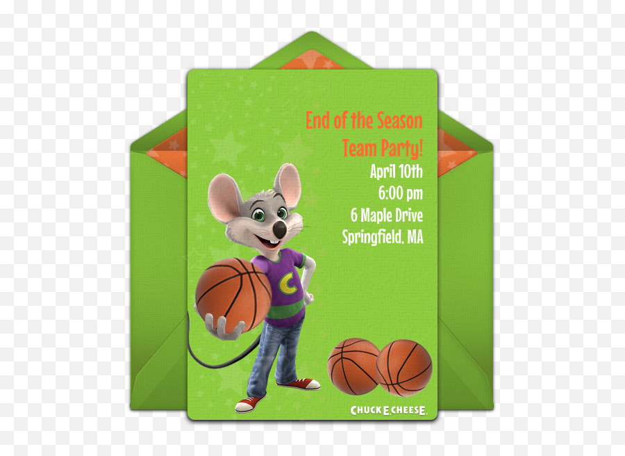 Free Chuck E Cheese Basketball Online Invitation - Chuck E Cheese Basketball For Sale Png,Chuck E Cheese Png