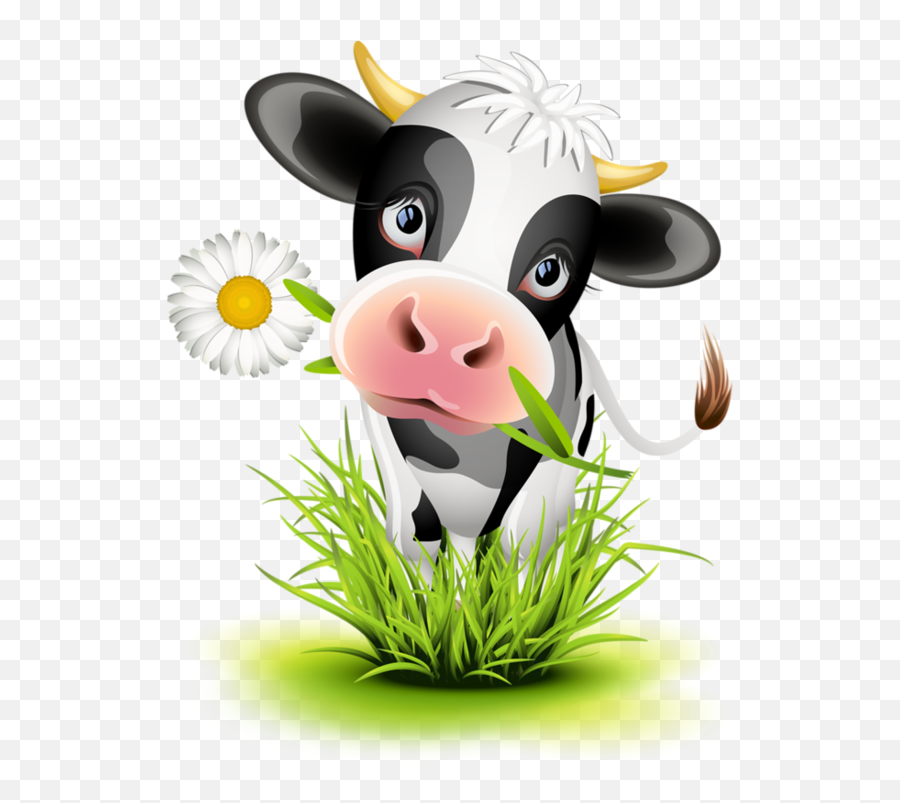 Cow Clipart Grass Transparent Free For Download - Cartoon Holstein Cow Png,Cartoon Grass Png