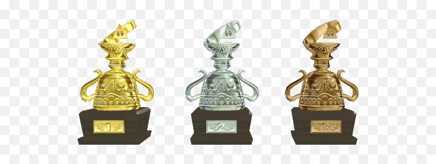 Gamecube - Mario Kart Double Dash Reverse Cup Trophies Mario Kart Gold Trophy Png,Trophies Png