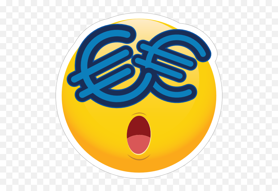 Cute Money Eyes Euros Emoji Sticker - Happy Png,Money Emoji Png