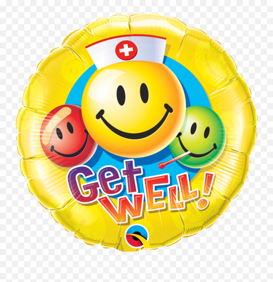 Get Well Smiley Faces Balloon - Qualatex Balloon Get Well Soon Png,Foil Icon
