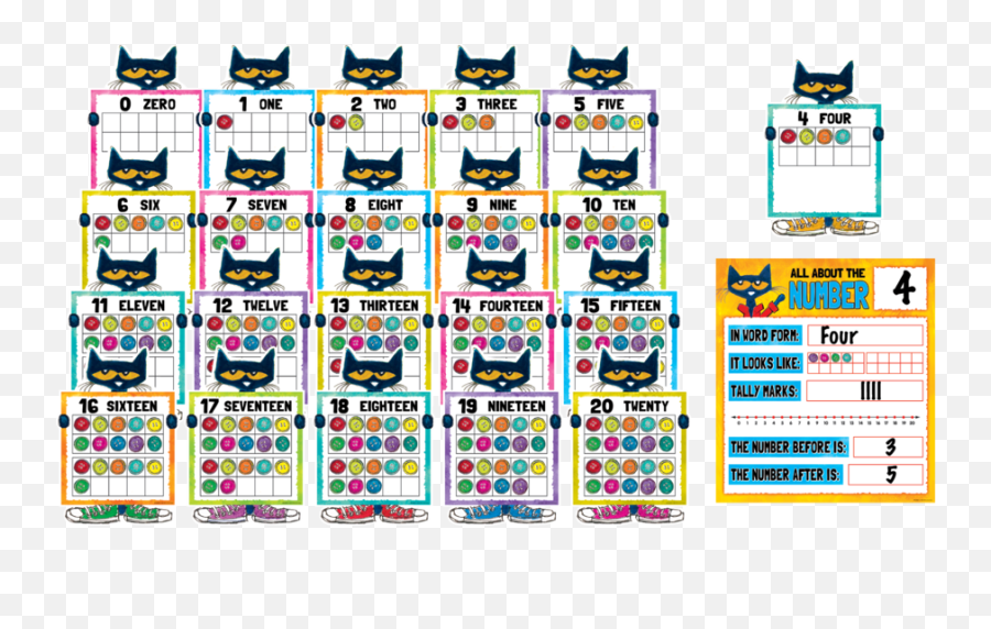 Pete The Cat Numbers 0 - 20 Idu003d24328 Numbers 11 To 20 Bulletin Board Png,Pete The Cat Png