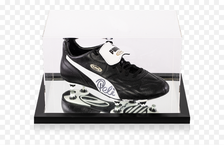 Pele Signed Retro Black Puma King Boot In Acrylic Case - Peles Boots Puma Kings Png,Icon Boots