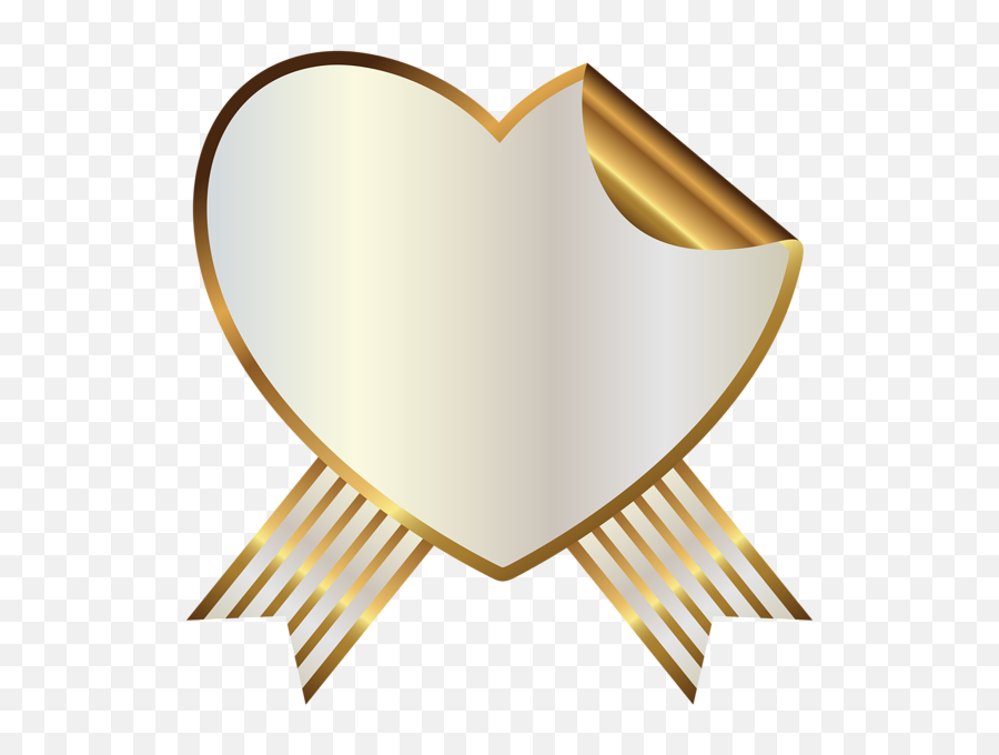 Heart White Gold Ribbon Emblem Transparentbackground Png Transparent Background