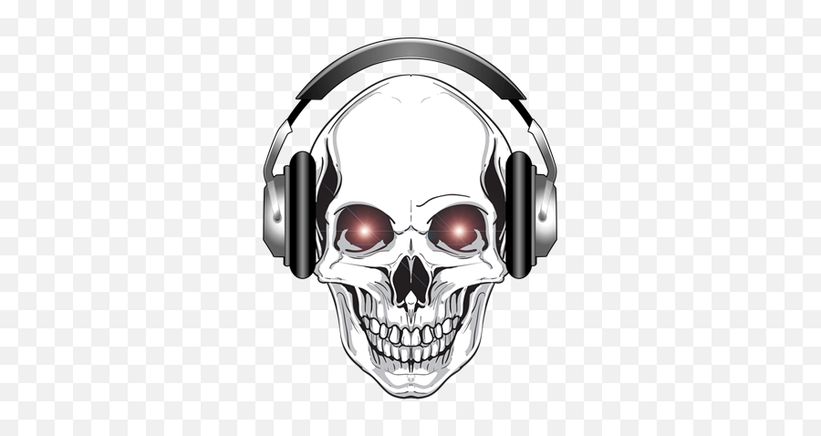 Skull Headphones Png 3 Image - Transparent Skull Wearing Headphones,Dj Headphones Png