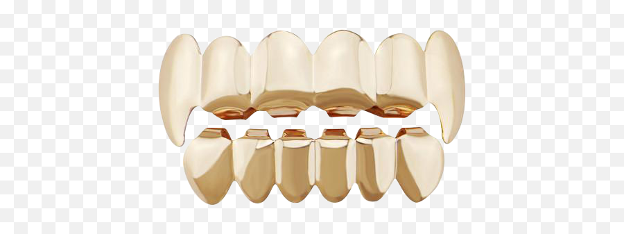 Rose Gold Teeth Grillz Set - Png Gold Teeth,Gold Teeth Png