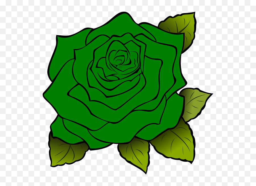 Dark Green Rose Flower Clip Art - Vector Clip Rose Drawing With Leaves Png,Rose Flower Png