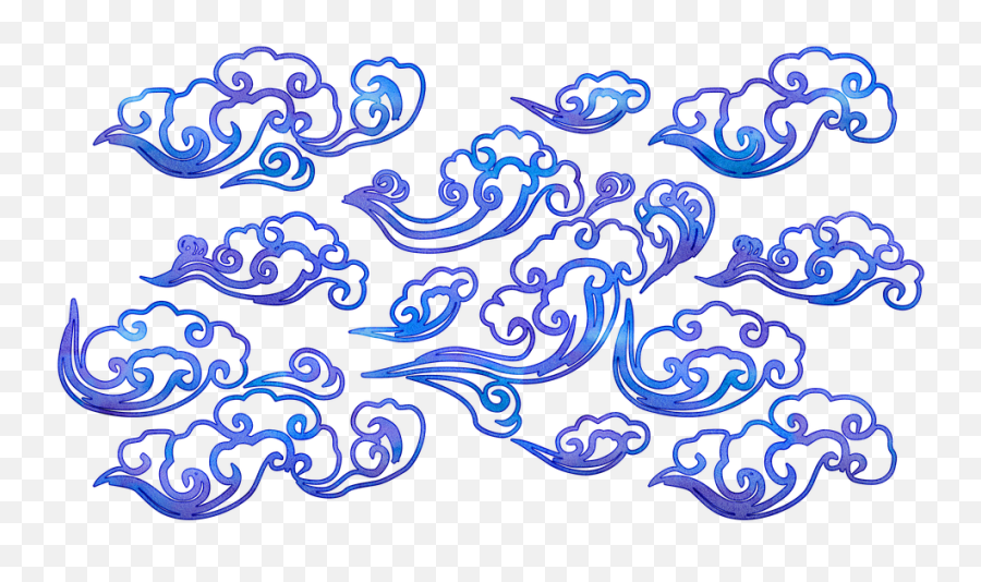 Chinese Clouds Swirl Blue - Asian Clouds Transparent Png,Chinese Pattern Png