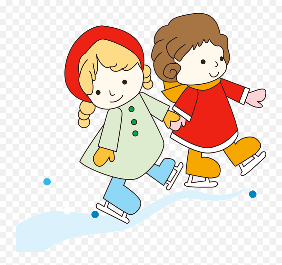 Two Skating Kids Clipart - Ice Skating Clipart Png,Kids Clipart Png