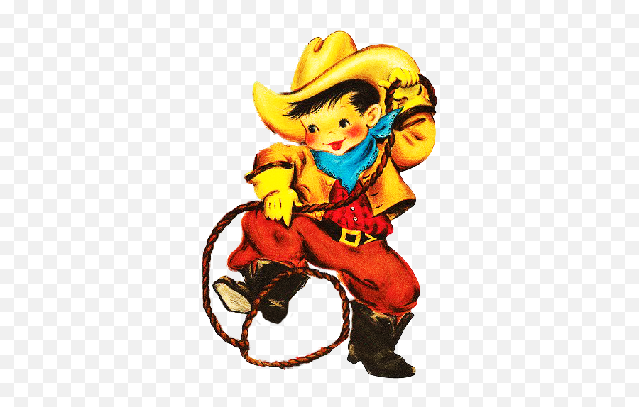 Ropingcowboypng 345500 Clip Art Vintage Cowboy - Vintage Cowboy Valentine,Cowgirl Png
