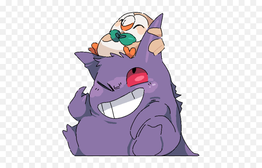 Rowlett With Gengar Please - Gengar And Rowlet Full Rowlet And Gengar Png,Rowlet Png