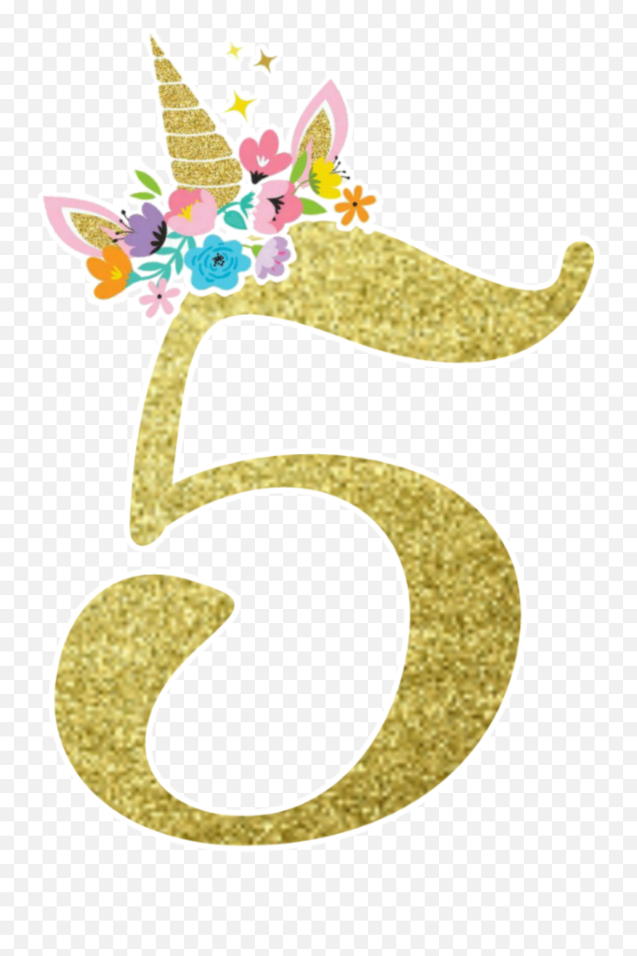 Five 5 Number5 Number Numero Sticker By Monii - Numero 3 De Unicornio Png,Gold Unicorn Png