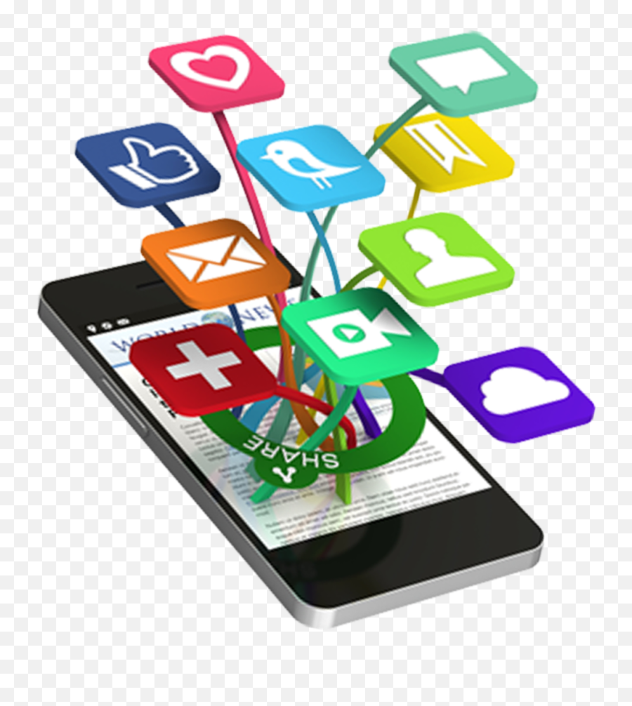 Phone Clipart Social Media - Mobile Social Media Png,Social Media Transparent Background
