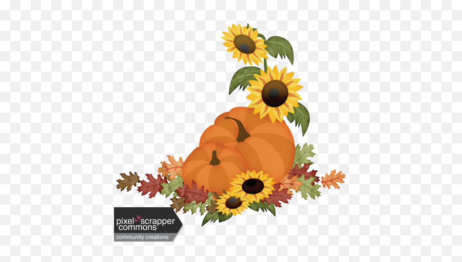 Pumpkins And Sunflowers Clipart Images G 1353959 - Png Pumpkin And Sunflower Clipart,Sunflower Clipart Png