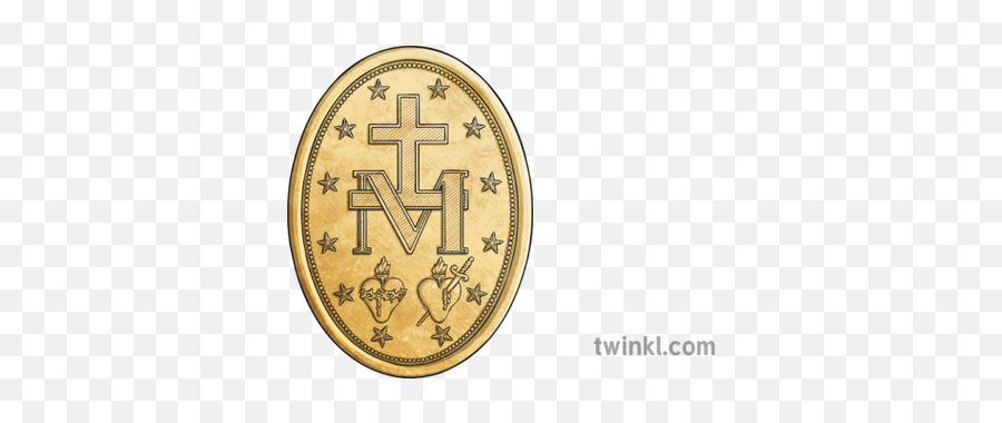 Miraculous Medal Back Mary Catholicism Communion Confession - Back Of Miraculous Medal Png,Miraculous Logo