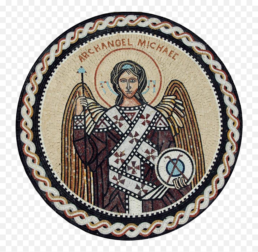 Archangel Saint Michael Mosaic Icon - St Michael The Archangel Icon Circle Png,Icon Stone And Tile