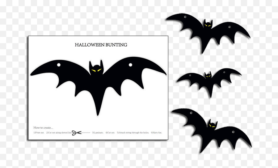 Printables - Halloween Bunting Bat Fellowes Clip Art Png,Halloween Bat Png