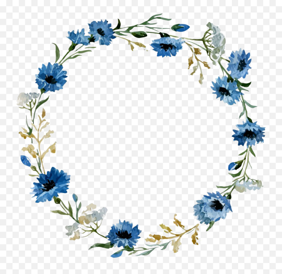 Round Flower Frame Png All - Blue Floral Border Png,Flower Frame Png