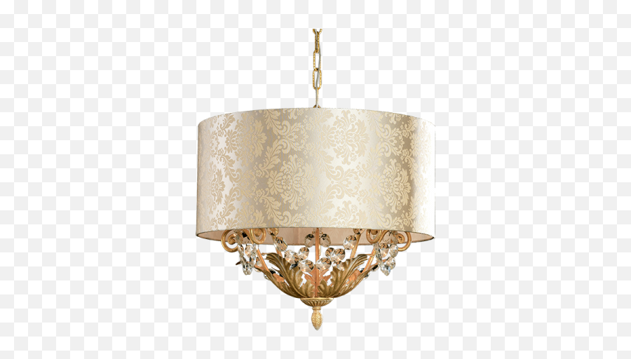 White Gold Chandelier With Damask Lampshade - Chandelier Png,Chandelier Png