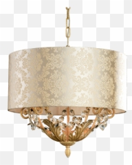 White Gold Chandelier With Damask Lampshade - Chandelier Png,Chandelier Png