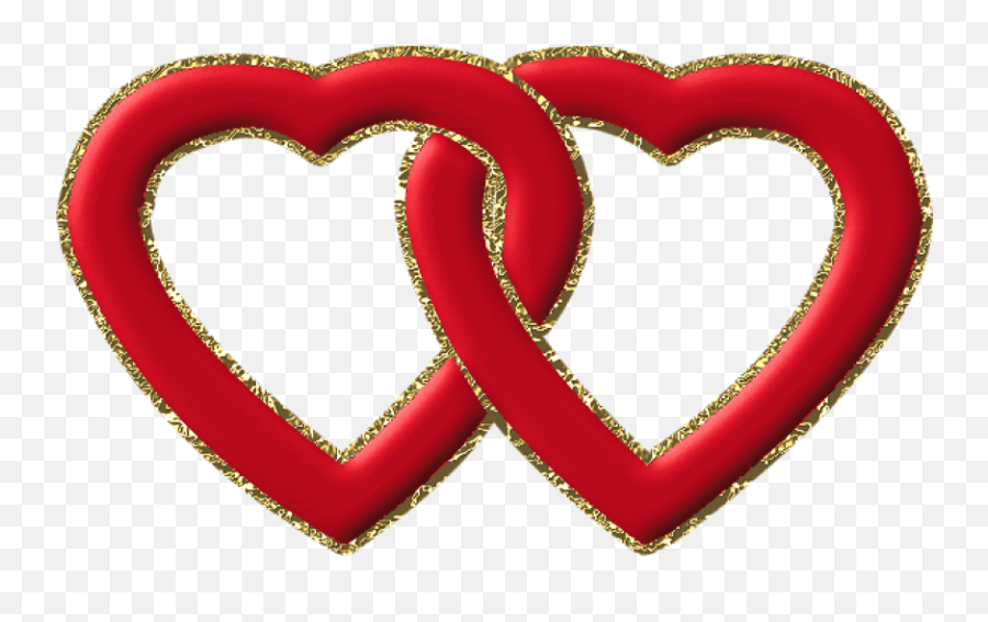 Red Frame Png Two Hearts With Gold Clipart - Harts Photo Frame Png,Red Frame Png