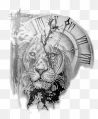 Tumblr Png Tattoos - Lion And Clock