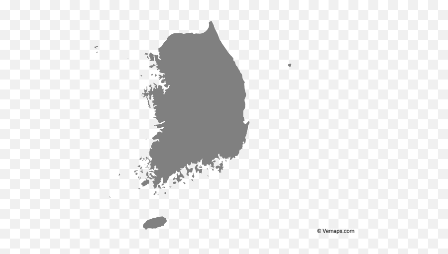 Grey Map Of South Korea - South Korea Map Vector Png,South Korea Png