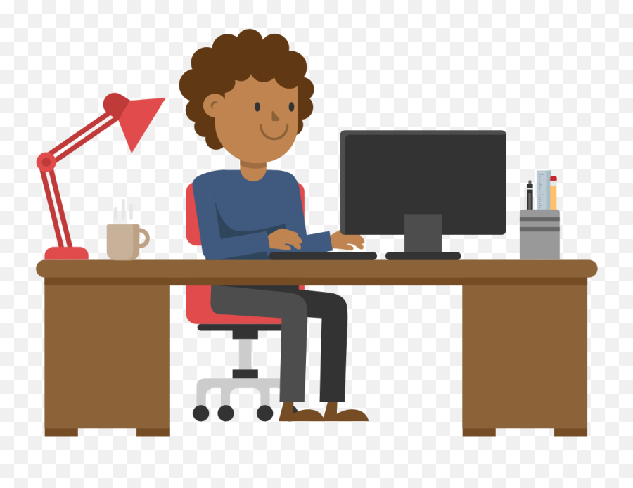 Man Working - Man On Computer Vector,Working Png