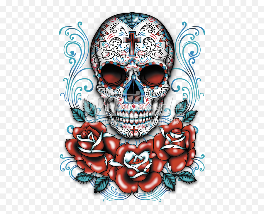 Download Hd Sugar Skull Clipart Rose - Sugar Skull Transparent Background Png,Sugar Skull Png