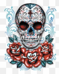 Download Hd Sugar Skull Clipart Rose - Sugar Skull Transparent Background Png,Sugar Skull Png