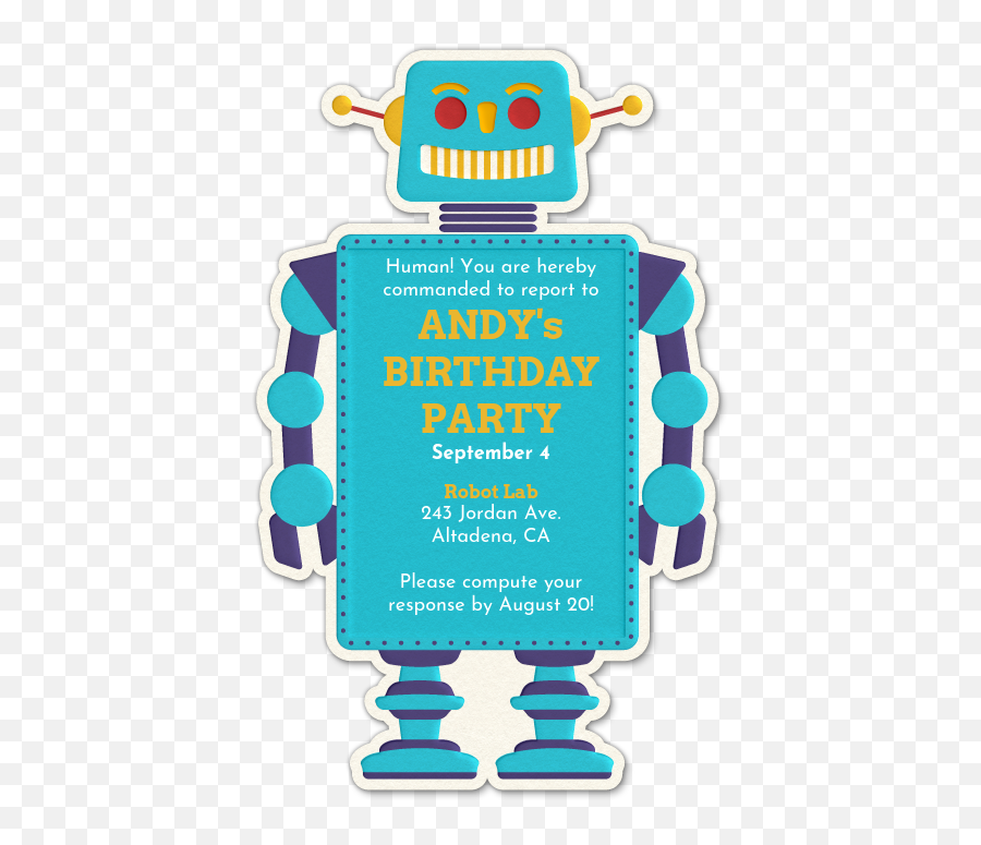 Robot Invite Invitation Evite - Clip Art Png,Robot Transparent Background