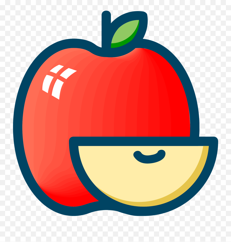 Red Apple And Slice Outlined In Blue Clipart Free Download - Clip Art Png,Apple Logo Clipart