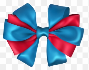 Bow Blue Red Png Clip Art Image - Blue And Pink Ribbon Png,Blue Bow Png