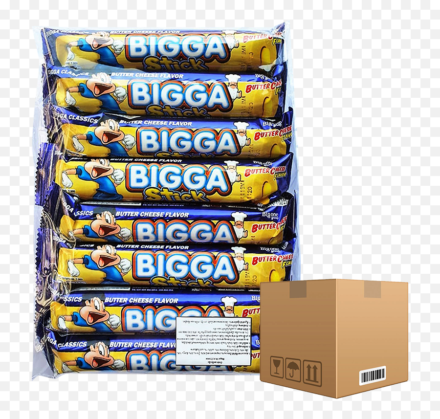 Box Of 24 Packs Bigga Stick Butter Cheese Flavor 10g Pack Pieces - Shipping Box Png,Stick Of Butter Png