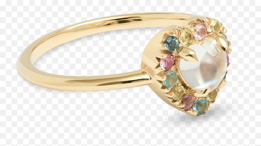 Unicorn Rainbow Moonstone Heart Ring - Solid Png,Gold Ring Icon