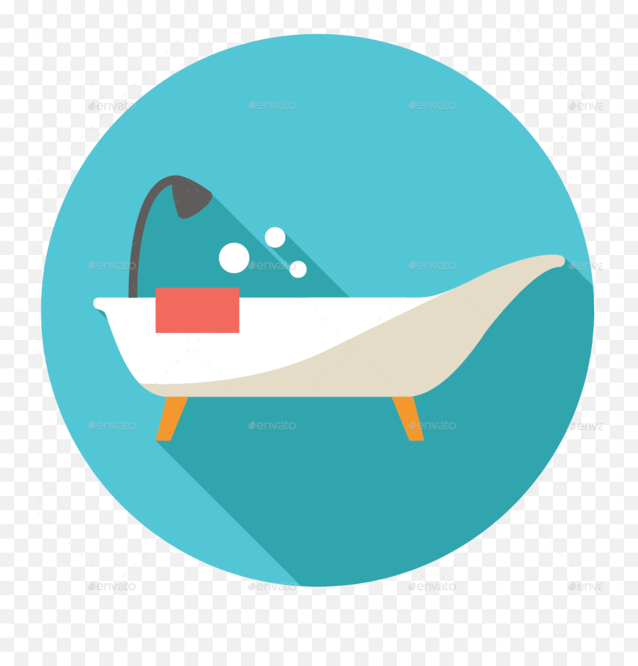 Bed Icon Png - Bath Icon Png Flat Clipart Full Size Boat,Tub Icon