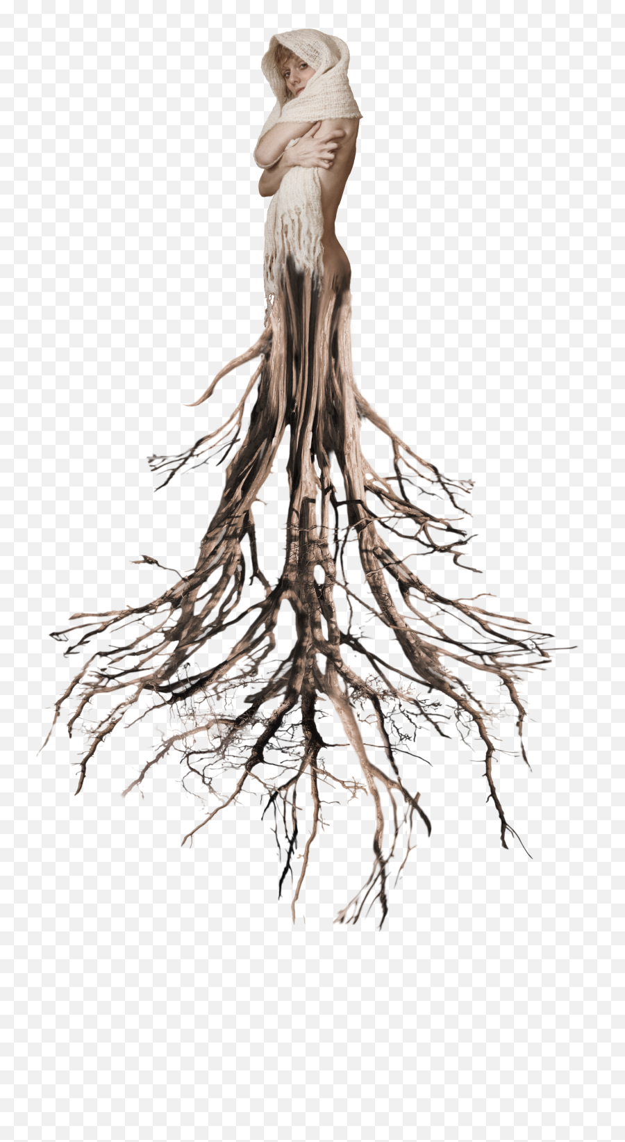 Tree Roots Surreal Woman Tumblr - Tree Root Png,Tree Roots Png