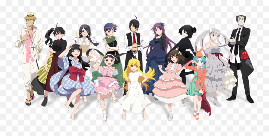 Monogatari Characters In Their Vau0027s Costume The 10th - Monogatari Series All Characters Png,Hanekawa Icon