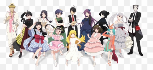 Monogatari Characters In Their Vau0027s Costume 10th - Series All Characters png