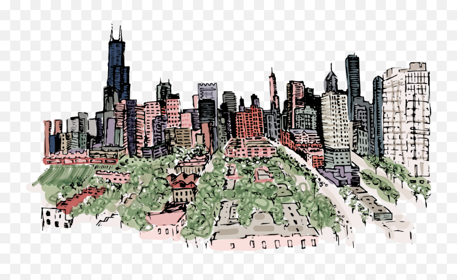 Illustrations By Caitlin Hottinger - Metropolitan Area Png,Chicago Skyline Png