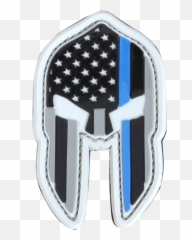 Pvc Thin Blue Line Spartan Helmet Patches 6pc - Sticker Png,Thin Blue Line Png