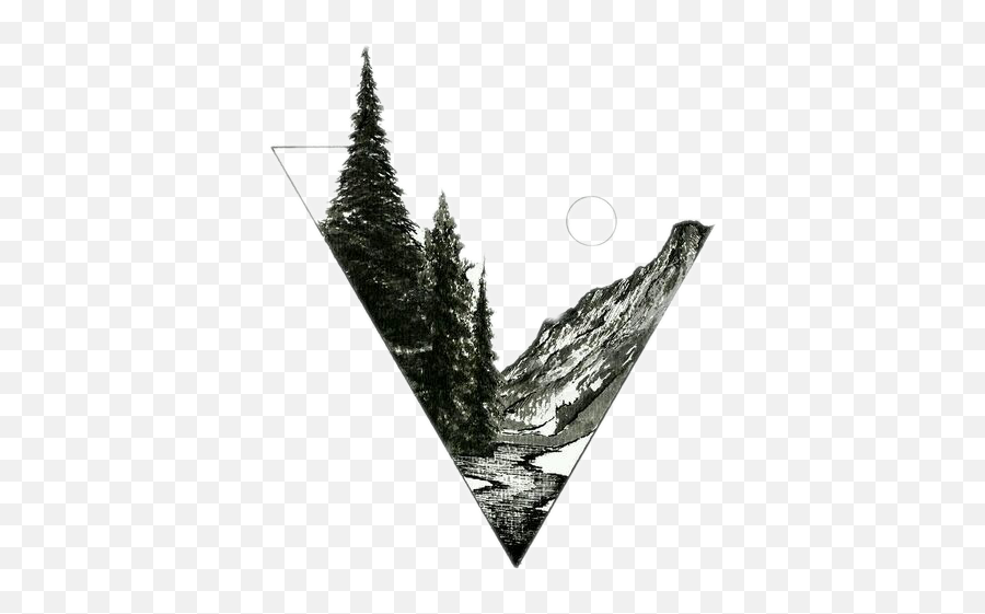 Nature Mountain Tattoo For - Triangle Mountain River Tattoo Png,Tattoo Png  Tumblr - free transparent png images 
