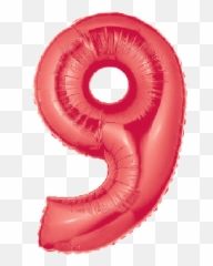 9 Red Jumbo Metallic Balloon - 40 Inch Number Foil Clipart png
