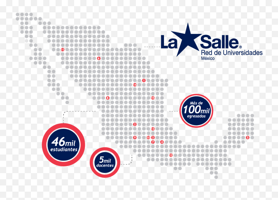 Red De Universidades La Salle México - Dot Grid Map Png,La Salle Logotipo