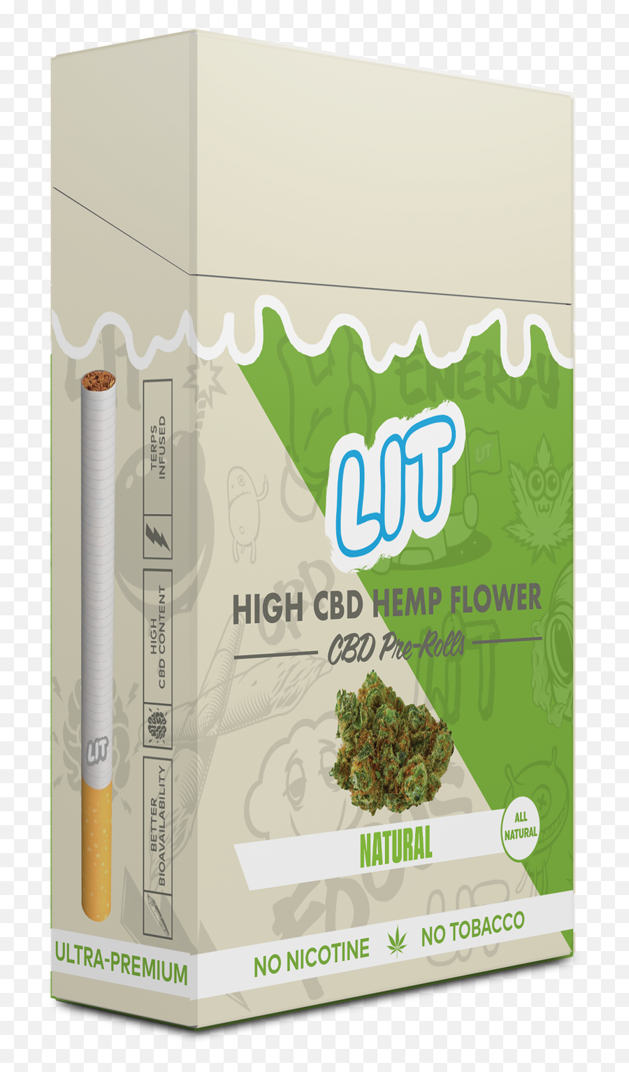 Natural High Cbd Hemp Cigarettes20ct Is U2013 Lit Pharma - Cardboard Packaging Png,Lit Cigarette Png