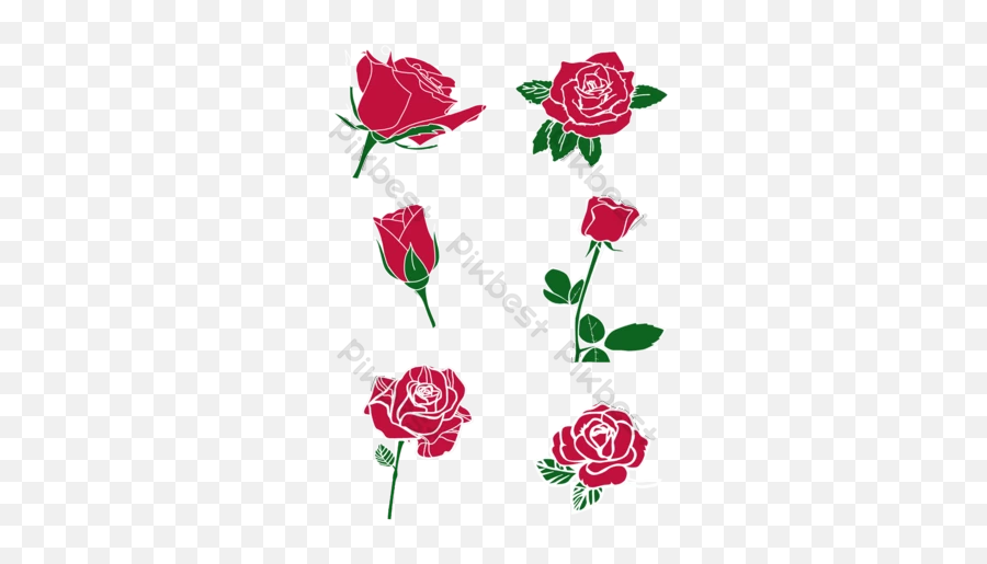 Flat Rose Templates - Floral Png,Rose Vector Png