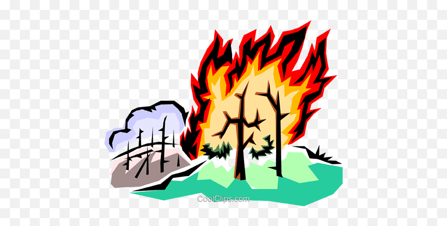 Forest Fire Royalty Free Vector Clip Art Illustration - Forest Fire To Draw Png,Fire Vector Png