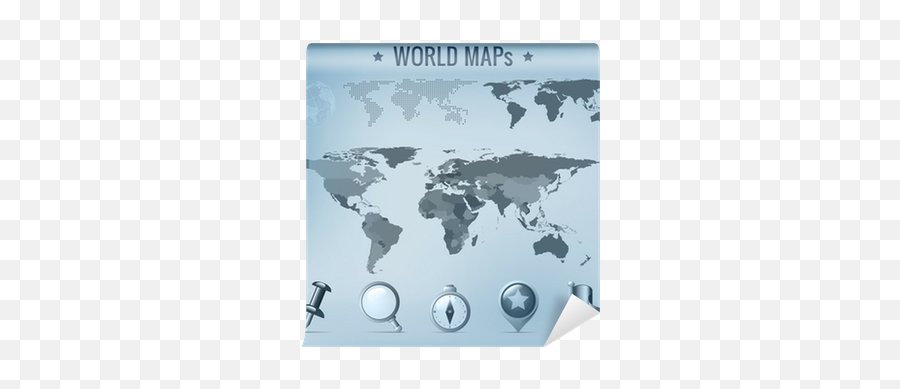 Wall Mural World Map Vector Political Dotted Solid Png Icon
