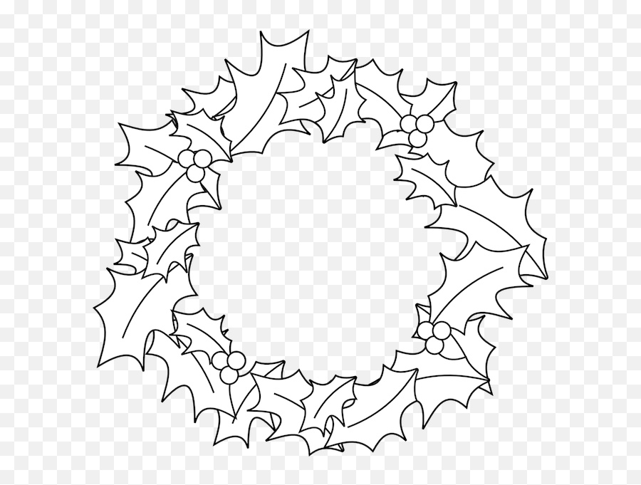 Black And White Christmas Wreath Template - Christmas Wreath Clip Art Png,Christmas Reef Png